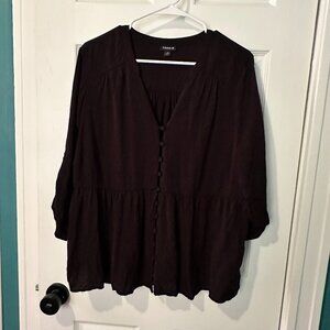 Torrid Black Button Front Babydoll Blouse Size 2X